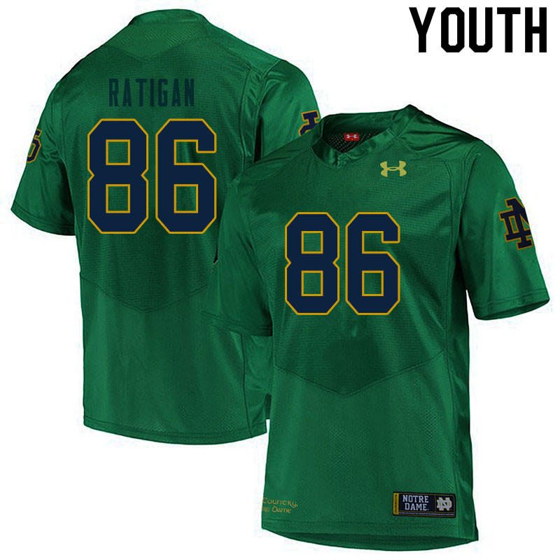 Youth NCAA Notre Dame Fighting Irish #86 Conor Ratigan Stitched College Under Armour Authentic Green Football Jersey OW10G66BV